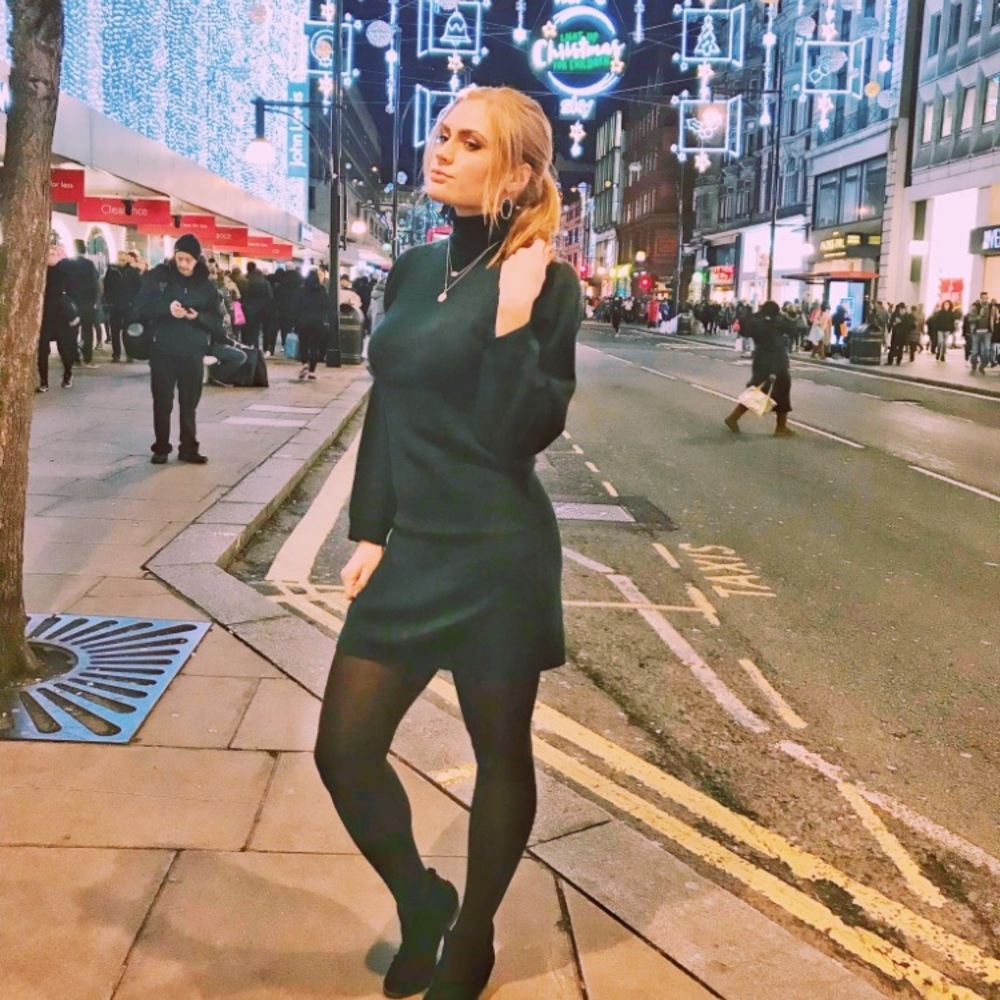 Green sweater dress